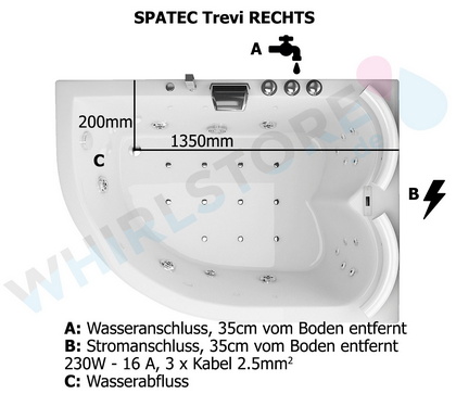 Skizze Massage Badewanne